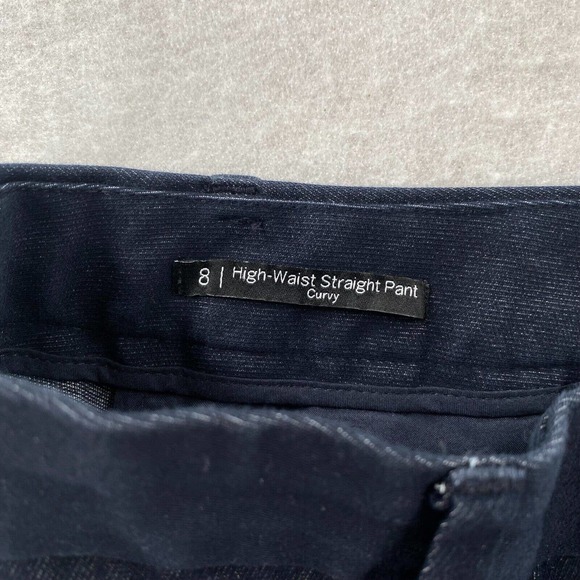 Talbots Womens Pants Womens 8 High Waist Straight Leg Pockets Dark Blue Chambray - Picture 8 of 14